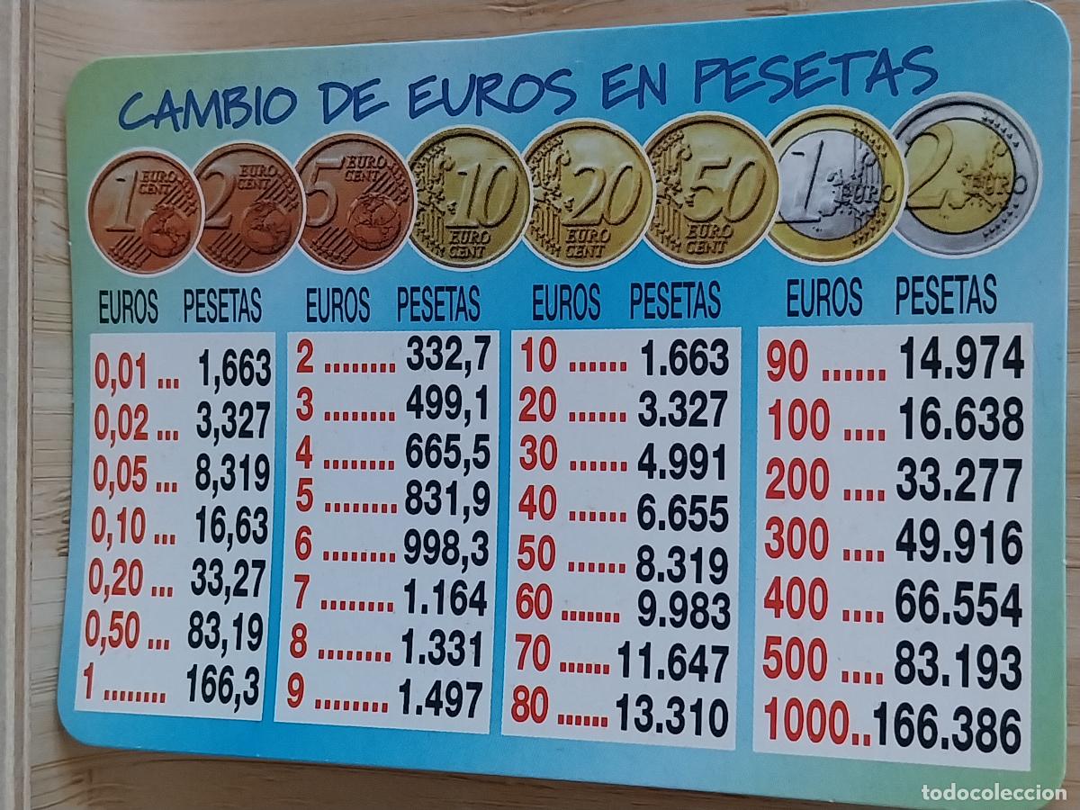 Calendarios: CONVERSION EUROS PESETAS A&Ntilde;O 2002 * PUBLI FEDOMI MEJORADA CAMPO REF BO.628