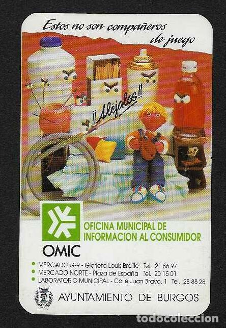 Calendarios: CALENDARIO DE BOLSILLO A&Ntilde;O 1992 OMIC - OFICINA MUNICIPAL DEL CONSUMIDOR - BURGOS - VER FOTO REVERSO