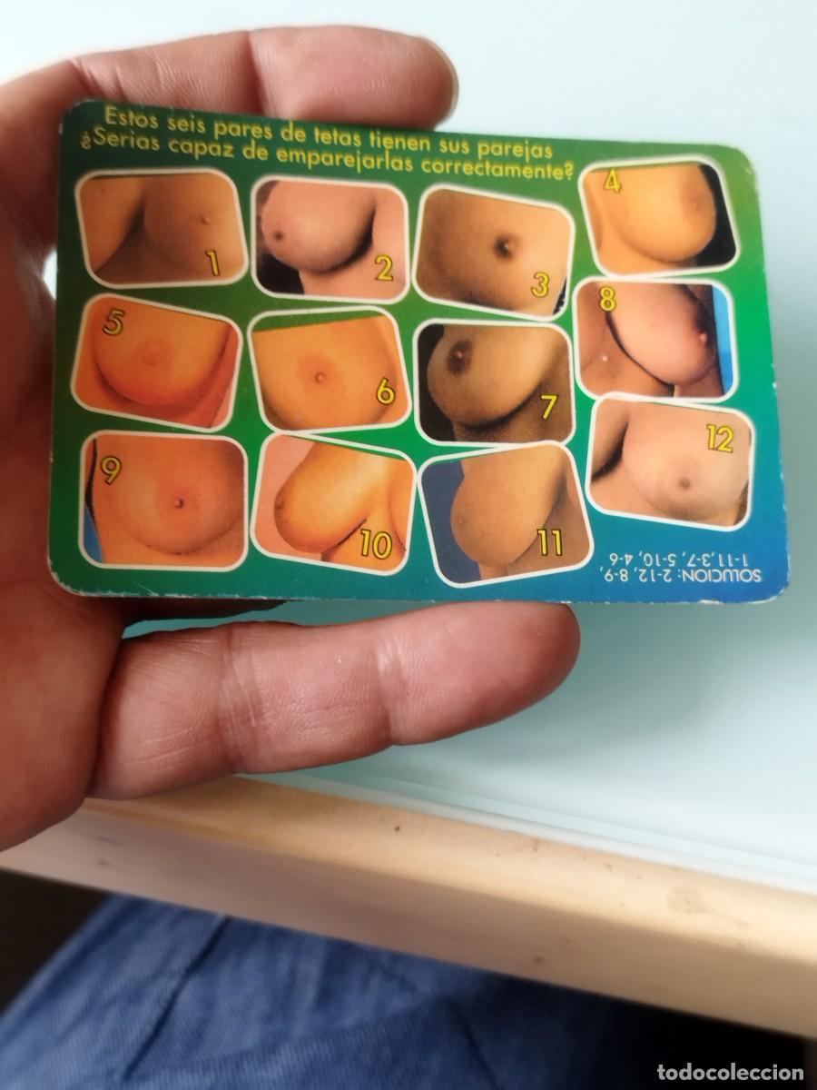 Calendarios: Calendario de bolsillo antiguo con juego visual &rdquo;Emparejar tetas. Coleccionismo er&oacute;tico. 1998