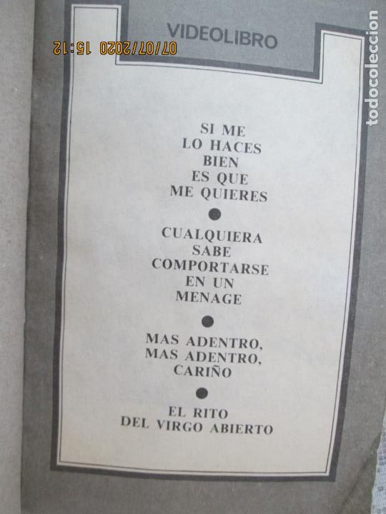 Books: VIDEOLIBRO PORNO N&ordm; 8 - EL RITO DEL VIRGO ABIERTO, M&Aacute;S ADENTRO, M&Aacute;S ADENTRO CARI&Ntilde;O - NAPINT 1982.