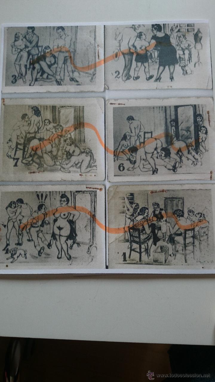 Autres: serie de 6 dibujos numerados postalitas eroticas 1&ordm; de siglo-9x7 cm. b/n