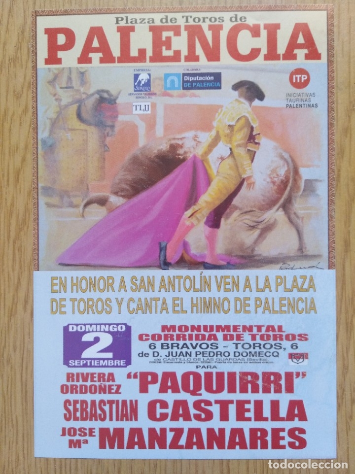Otros: Tarjeta programa toros - Palencia - Foto 1