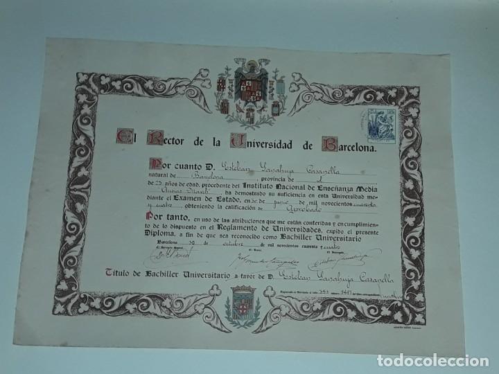 antiguo titulo de bachiller universitario año 1 - Comprar Coleccionismo