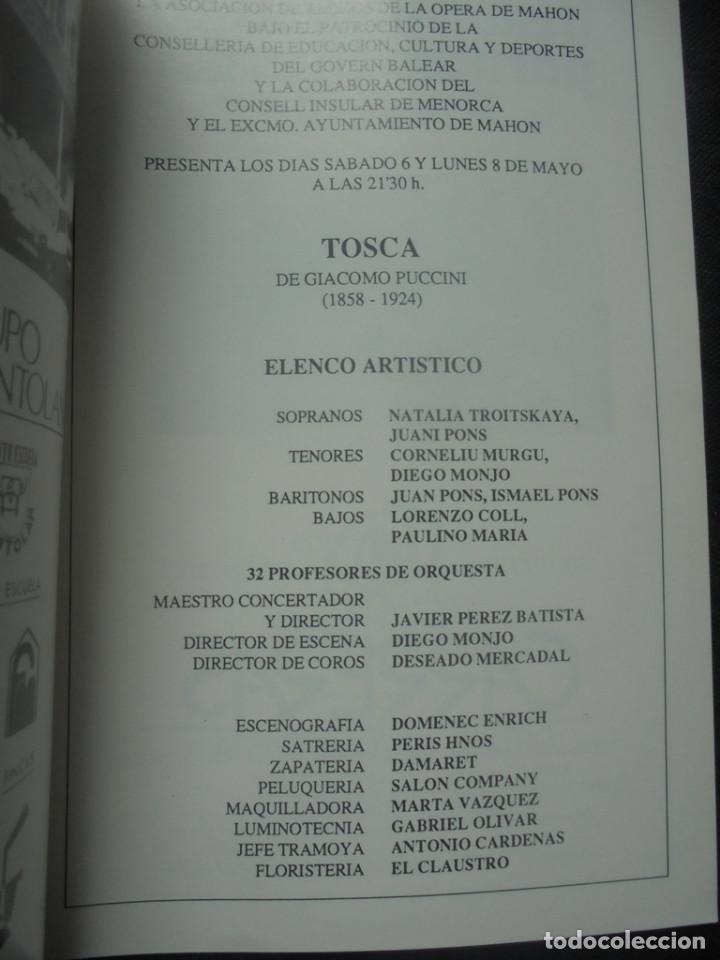 Otros: Programa Amics de S&acute;&Ograve;pera de Ma&oacute;. Mayo 1989  Tosca - Foto 2