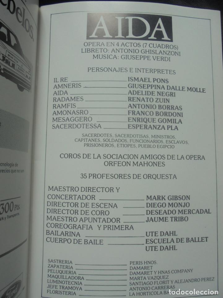 Otros: Programa Amics de S&acute;&Ograve;pera de Ma&oacute;. Abril 1987 Aida - Foto 2