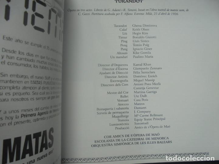 Otros: Programa Amics de la Opera Mah&oacute;n  Juny 1999  Turandot - Foto 2