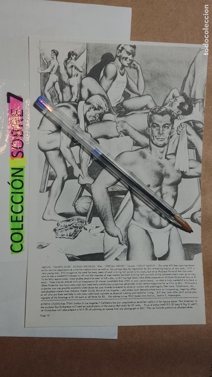 Autres: hoja tematica gay artistica fotografica o comic hombre erotico desnudos culturismo homo sexo EROTICA