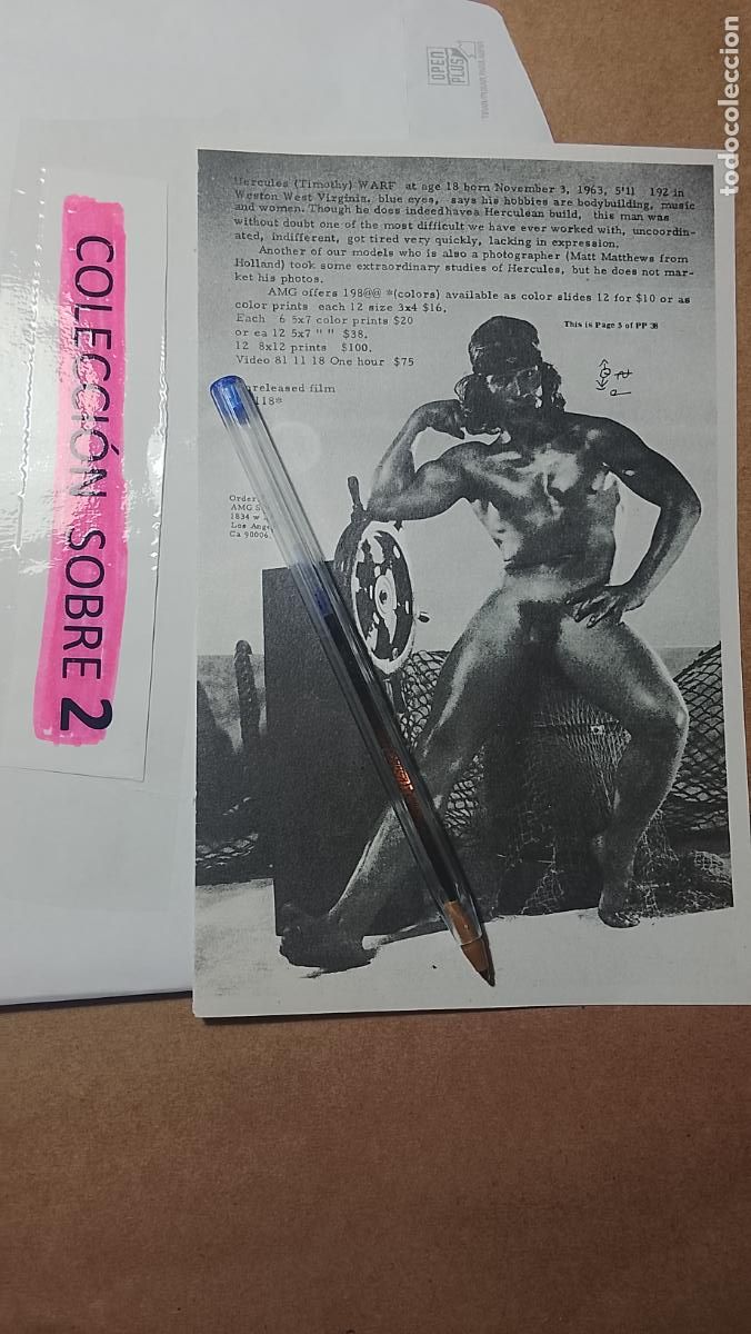 Autres: hoja tematica gay artistica fotografica o comic hombre erotico desnudos culturismo homo sexo EROTICA