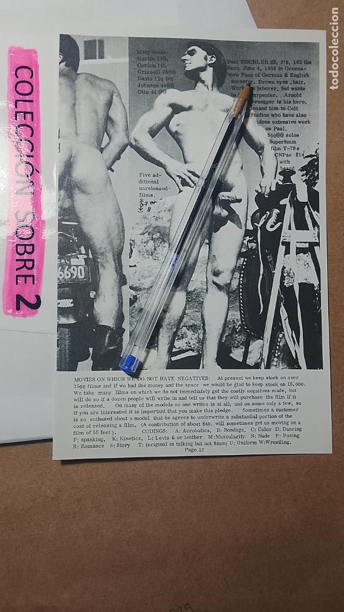 Autres: hoja tematica gay artistica fotografica o comic hombre erotico desnudos culturismo homo sexo EROTICA