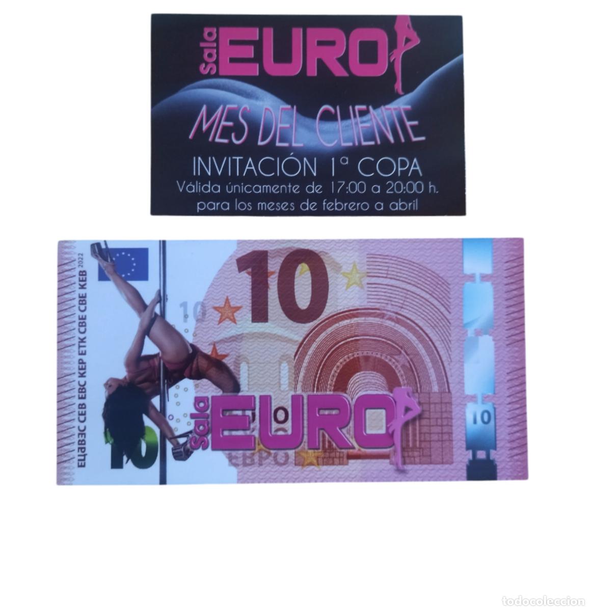 Otros: LOTE TARJETA DE VISITA SEX - SALA EURO (ZARAGOZA) INVITACI&Oacute;N 1&ordf; COPA + VALE 10 EUROS
