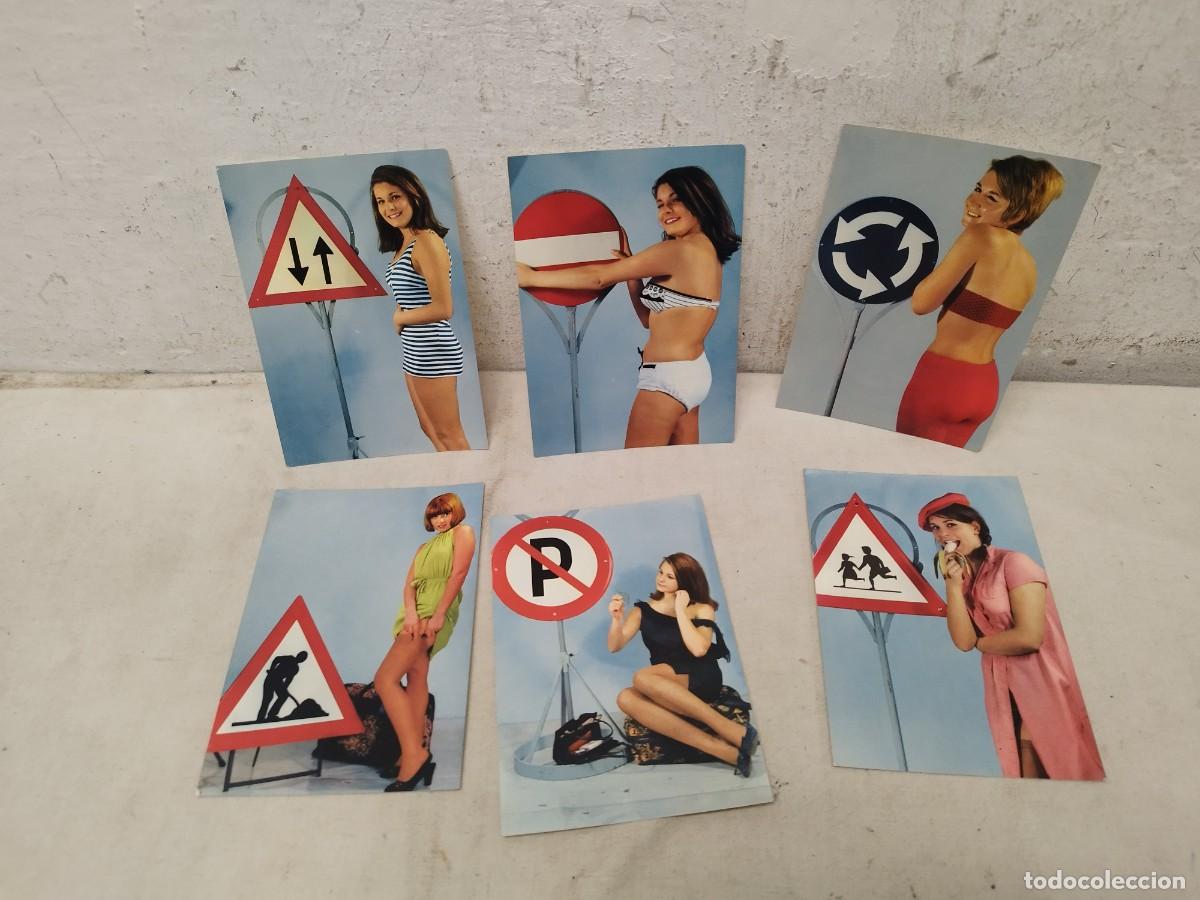 Andere Artikel: Lote de 6 tarjetas postales eroticas de la epoca, de mujeres y se&ntilde;ales de trafico.