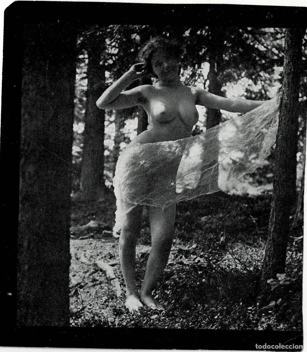 Autres: FOTOGRAFIA ESTEROSCOPICA EROTICA DE MUJER EN BOSQUE CUBIERTA POR UNA TELA. P-ESTEROTICA-007