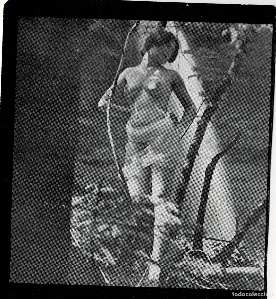 Otros: FOTOGRAFIA ESTEROSCOPICA EROTICA DE MUJER CUBIERTA CON TELA APOYADA EN UN ARBOL. P-ESTEROTICA-023