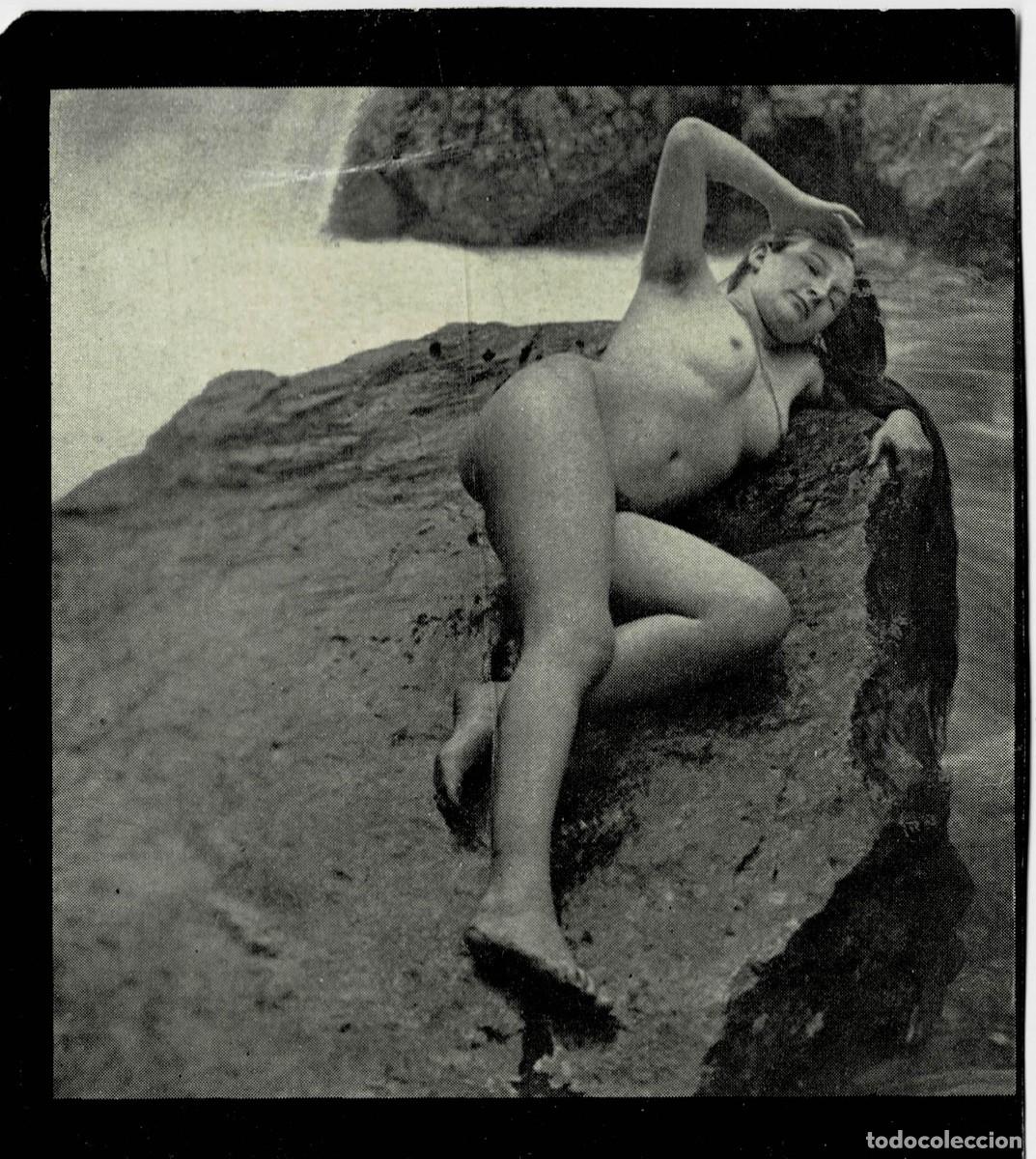 Otros: FOTOGRAFIA ESTEROSCOPICA EROTICA DE MUJER TUMBADA EN UNA PIEDRA JUNTO AL RIO. P-ESTEROTICA-029