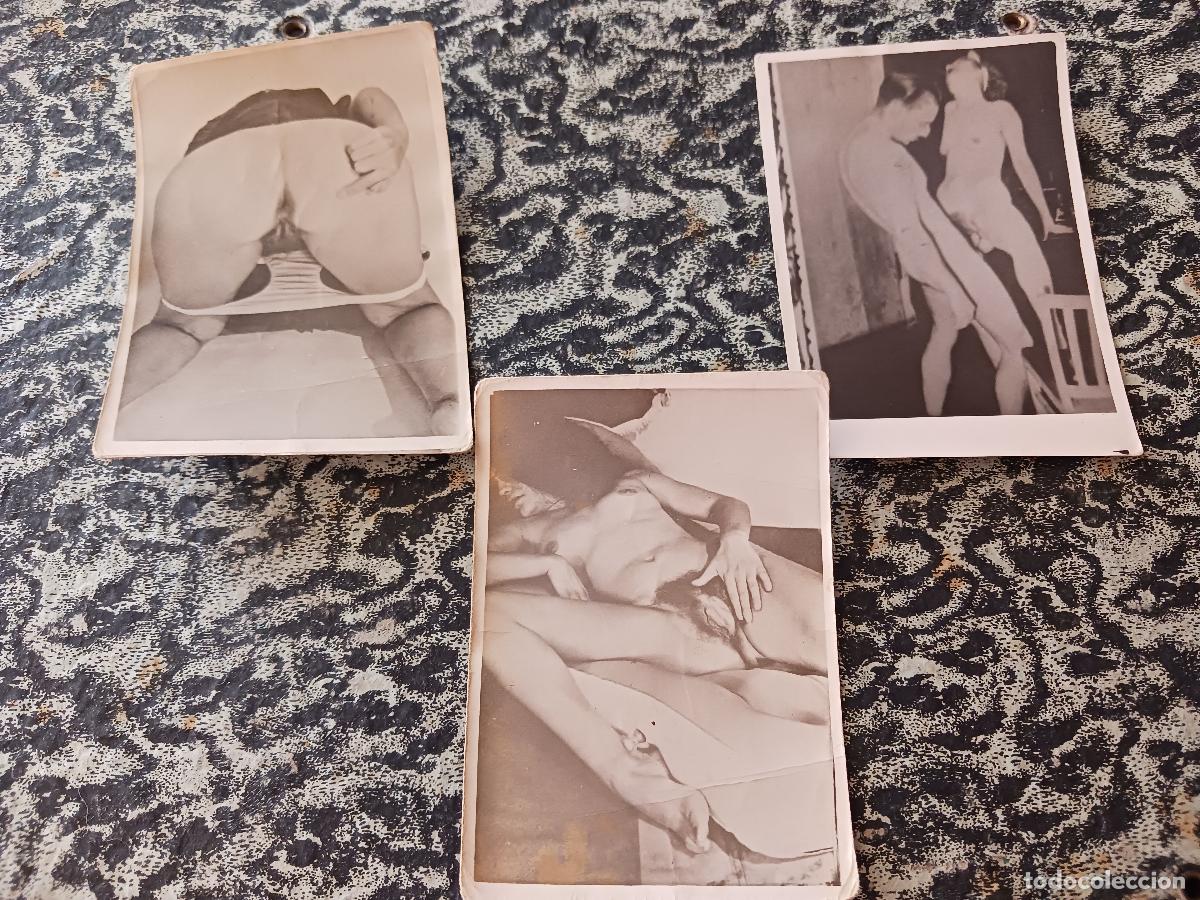 Autres: 3 fotografias pornografia antigua, pegados sobre carton, 10 x 7 cm. aprox