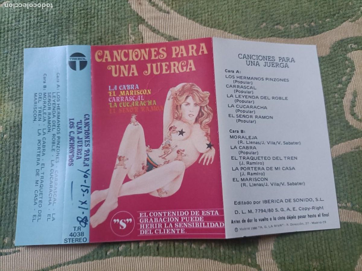 Otros: CASETE RELATOS PORNO CANCIONES PARA UNA JUERGA. LA CABRA, EL MARIC&Oacute;N,