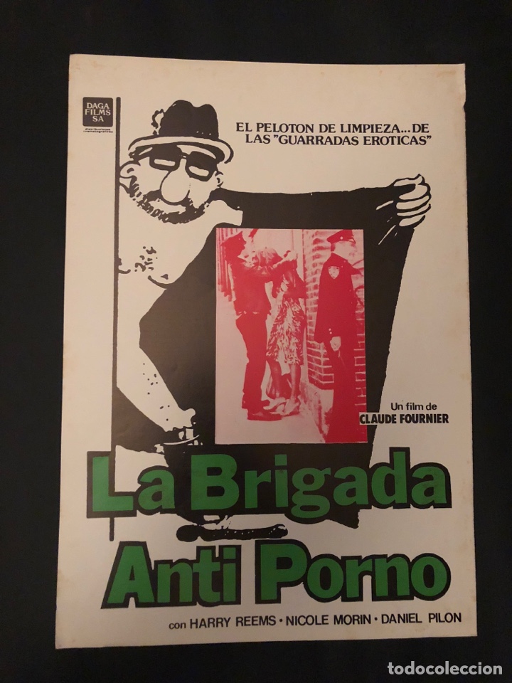 Filme: LA BRIGADA ANTI PORNO. GU&Iacute;A ORIGINAL DE LA PEL&Iacute;CULA. CLAUDE FOURNIER. 21,5 x 31,5 cms.
