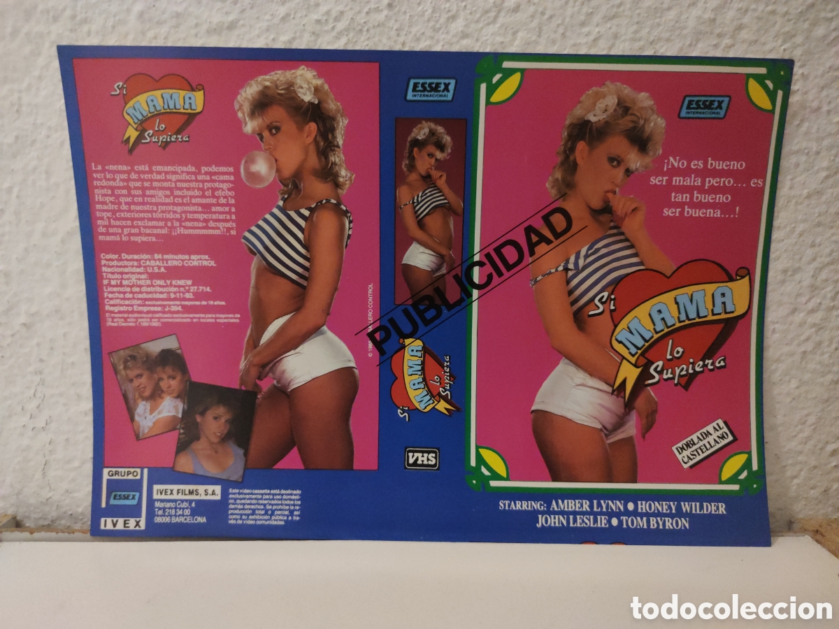 Peliculas: Caratula VHS porno - Si mama lo supiera - Amber Lynn, Tom Byron - Essex - 30 x 21, cm - xxx, adultos
