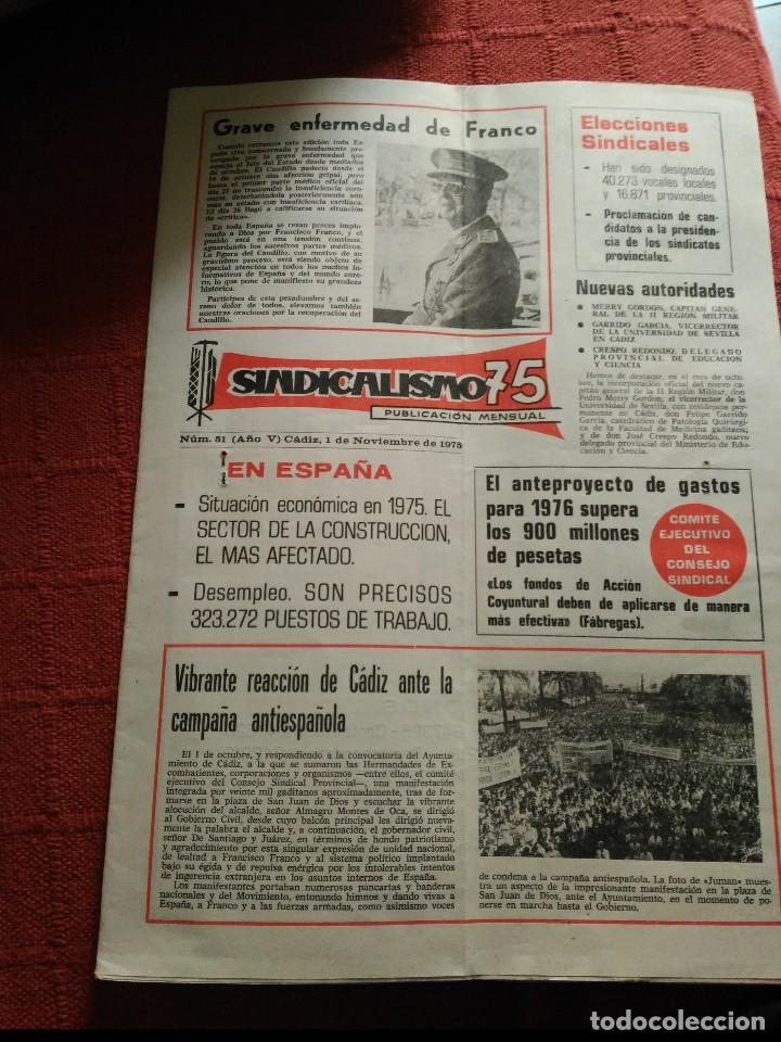 Riviste: sindicalismo 75 revista editada por el sindicato vertical en cadiz el mes que muere franco