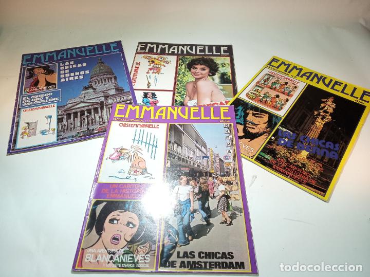 Journals: Gran lote de 4 revistas er&oacute;ticas Espa&ntilde;olas. Emmanuelle. Incluyen posters.
