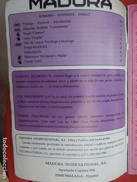Journals: MADURA REVISTA N&ordm; 1 - PORNO , ESTILISTAS DEL EROTISMO LATINO , SOLO PARA ADULTOS