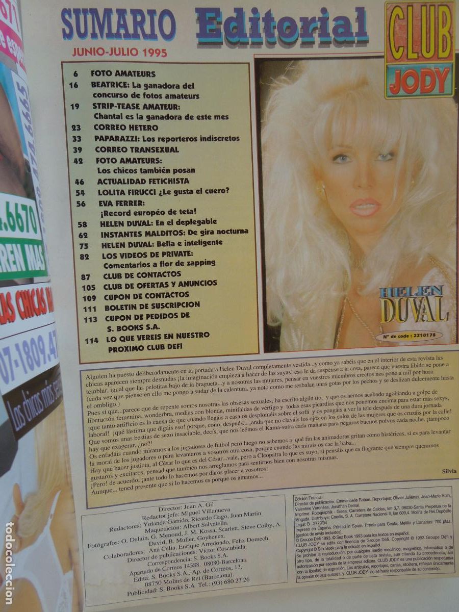Journals: CLUB JODY REVISTA N&ordm; 10 EDC ESPA&Ntilde;OLA - PORNO - VER SUMARIO - 08-09-1995