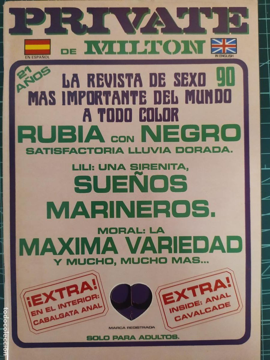 Revistas: REVISTA PRIVATE N&ordm; 90 BERTH MILTON, PORNO SOLO ADULTOS