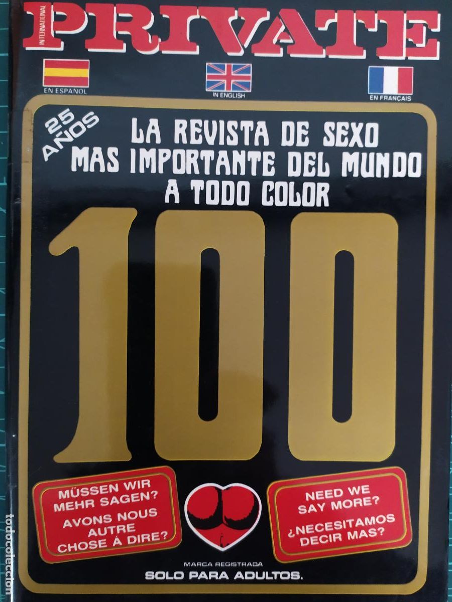 Revistas: REVISTA PRIVATE N&ordm; 100 BERTH MILTON PORNO SOLO ADULTOS