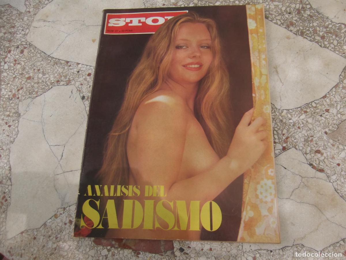 Riviste: Stop n&ordm; 27, 1976, revista er&oacute;tica, an&aacute;lisis del sadismo, p&oacute;ster Greta Malen, Sylvia, Jane Birkin