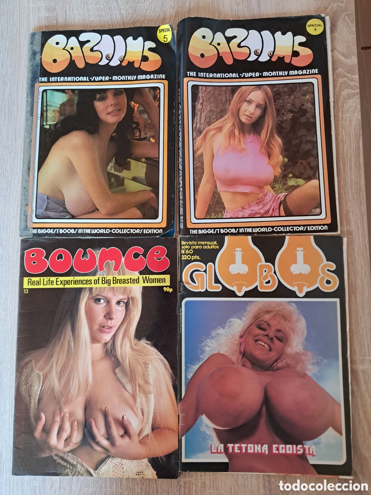 Zeitschriften: Bazooms 2, Bownce,Globos.4 revistas er&oacute;ticas, pechos grandes