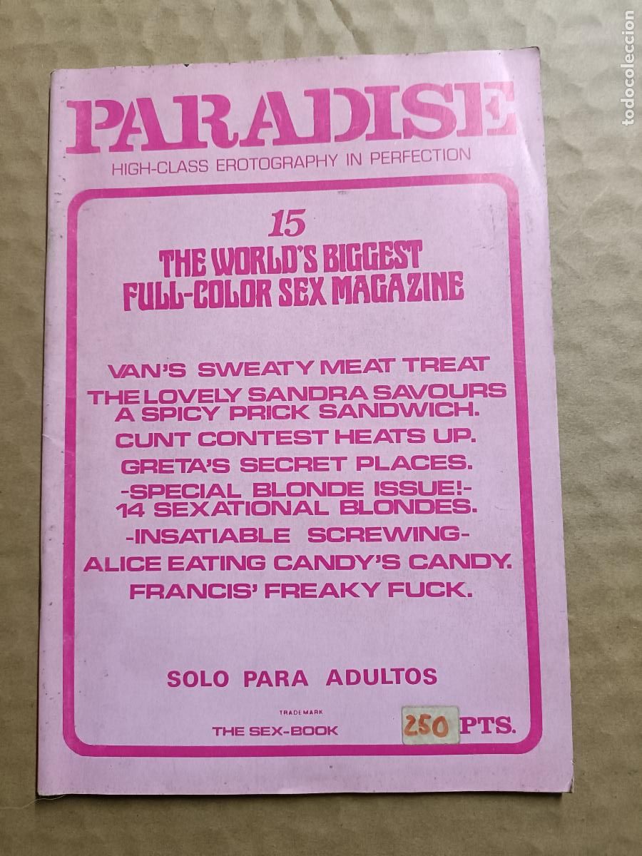 Revistas: PARADISE 15. HIGH EROTOGRSPHY IN PERFECTION. ADULTOS. ER&Oacute;TICA. PORNO