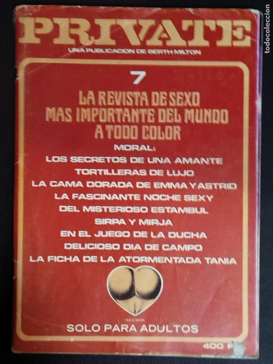 Revistas: REVISTA PRIVATE N&ordm; 7 BERTH MILTON. PORNO SOLO ADULTOS
