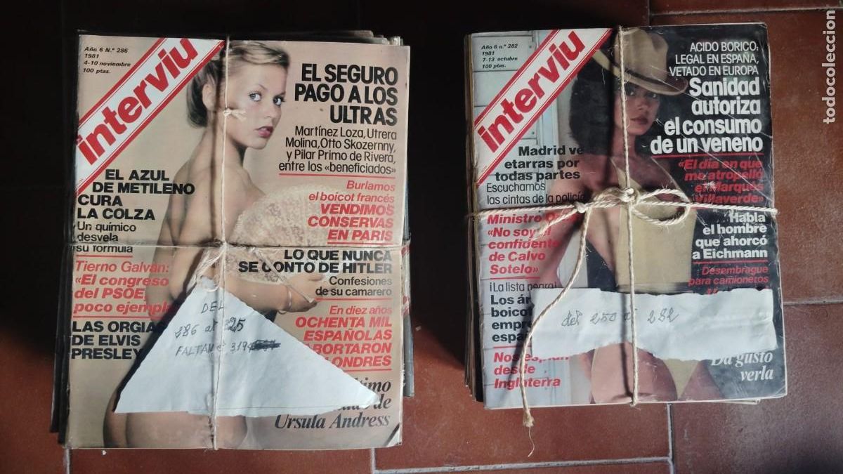 Revistas: INTERVIU.-LOTE DE 75 REVISTAS EROTICAS.-A&Ntilde;OS 80.