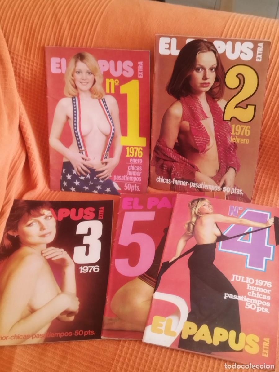 Revistas: Colecci&oacute;n de 5 n&uacute;meros extras revista para adultos, er&oacute;tica el Papus, a&ntilde;o 1976. Ns&deg; 1,2,3,4,5.