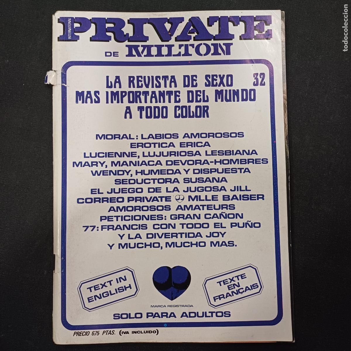 Revistas: PRIVATE 32/MILTON/REVISTA EROTICA ADULTOS.