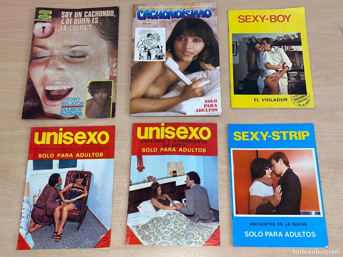 Revistas: Lote 6 revistas er&oacute;ticas vintage Unisexo Sexy-boy Sexy-Strip Cachond&iacute;simo Cuerpo a Cuerpo porno sexo