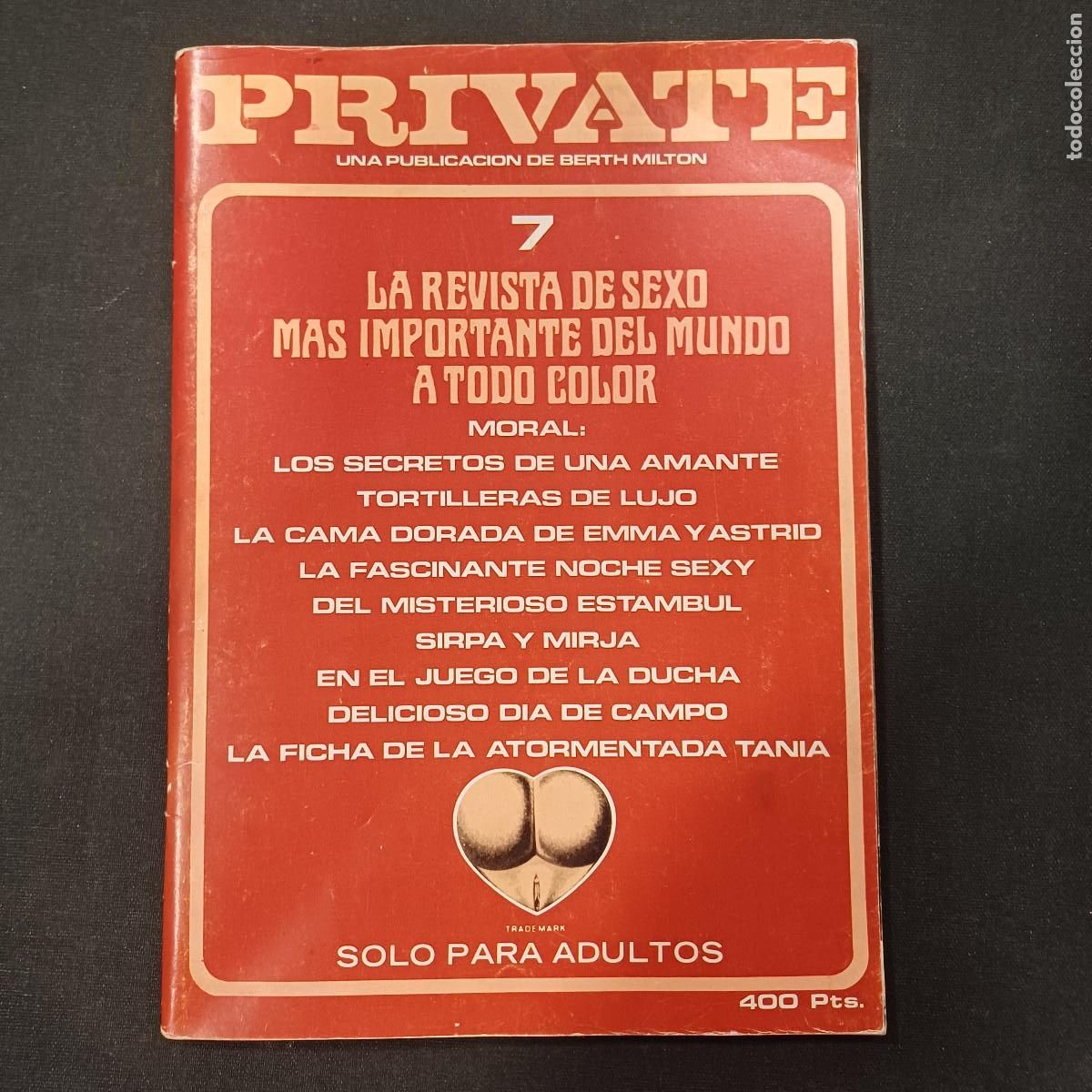Revistas: PRIVATE N&ordm; 7/REVISTA EROTICA BERTH MILTON.