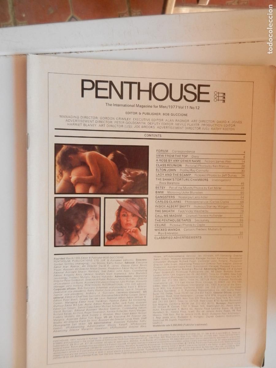 Revistas: PENTHOUSE -THE INTERNATIONAL MAGAZINE FOR MEN VOL 11 N&ordm; 12- 1977 - EN INGLES