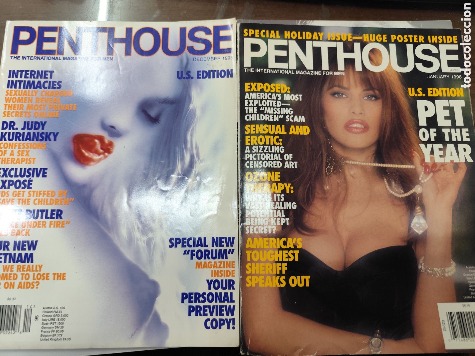 Revistas: Lote 3 ejemplares revista Erotica Penthouse. U. S. Edition. Incluye p&oacute;ster central