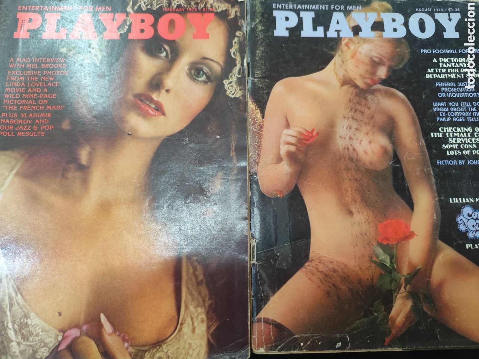 Revistas: Lote 2 ejemplares revista Erotica Usa Playboy. 1975 . Contiene p&oacute;ster central