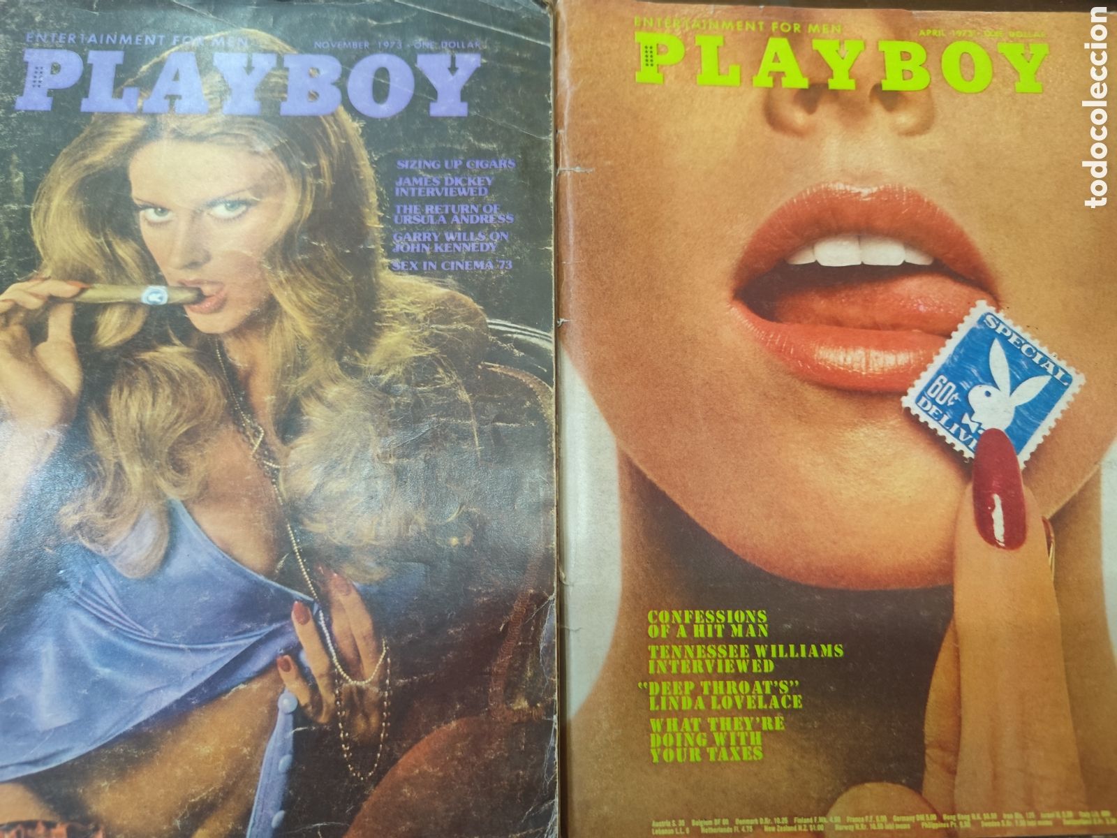 Revistas: Lote 2 ejemplares revista Erotica USA Playboy. 1973. Contiene p&oacute;ster central