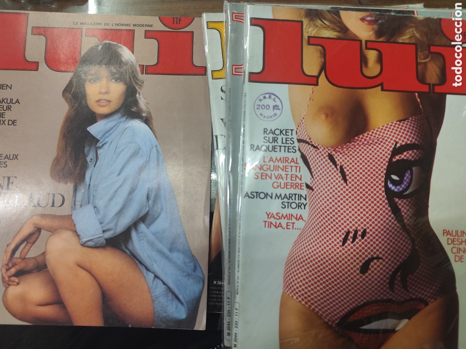 Revistas: Lote 9 ejemplares revista Erotica francesa LUI. 1983-1984. Contiene p&oacute;ster