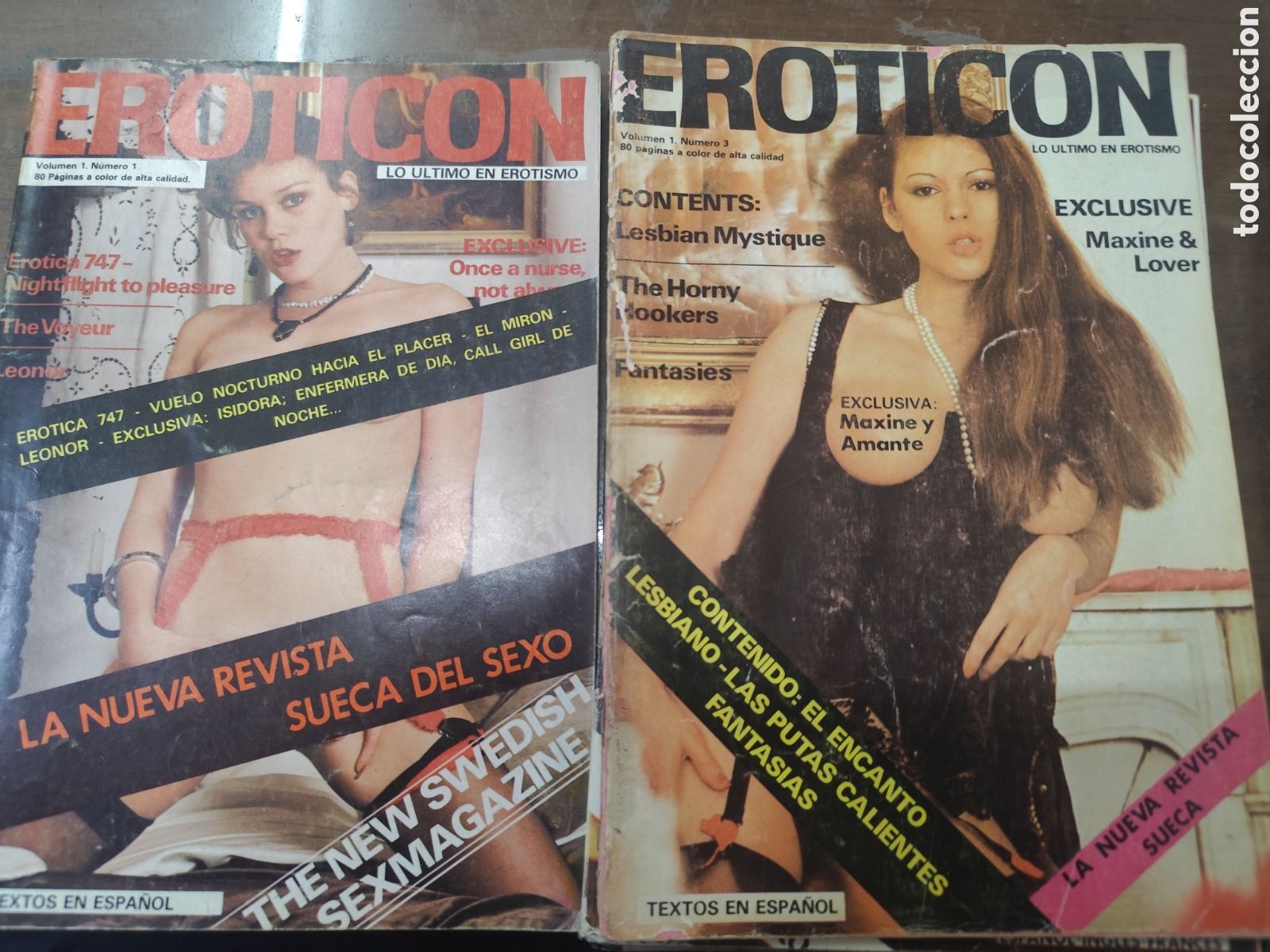 Revistas: Lote 4 ejemplares revista Erotica Porno Er&oacute;tico n.1,3,4 y 13. Contiene p&oacute;ster central