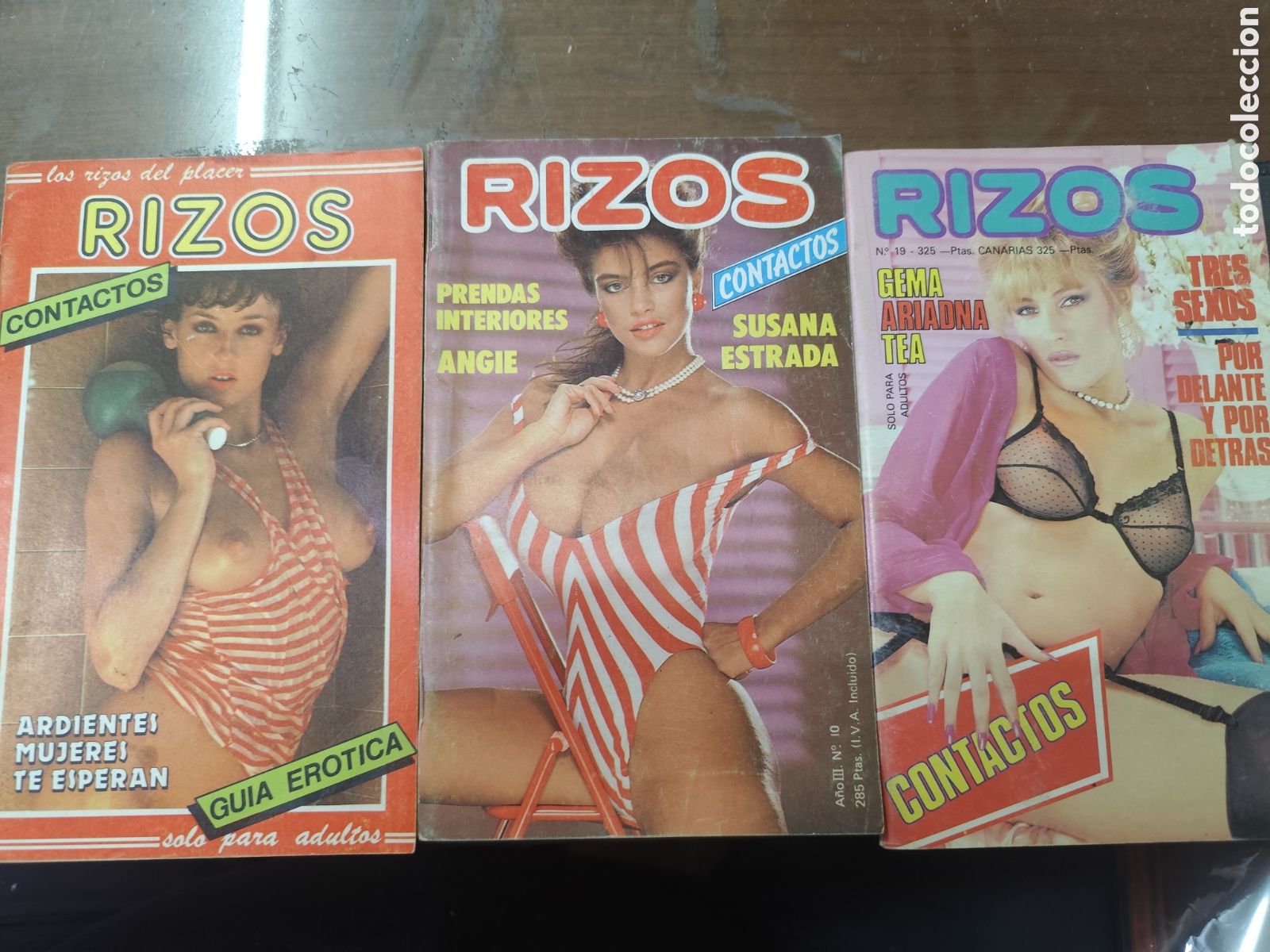 Revistas: Lote 3 ejemplares revista Erotica Porno Rizos n.4,10 y 19. Incluye p&oacute;ster central