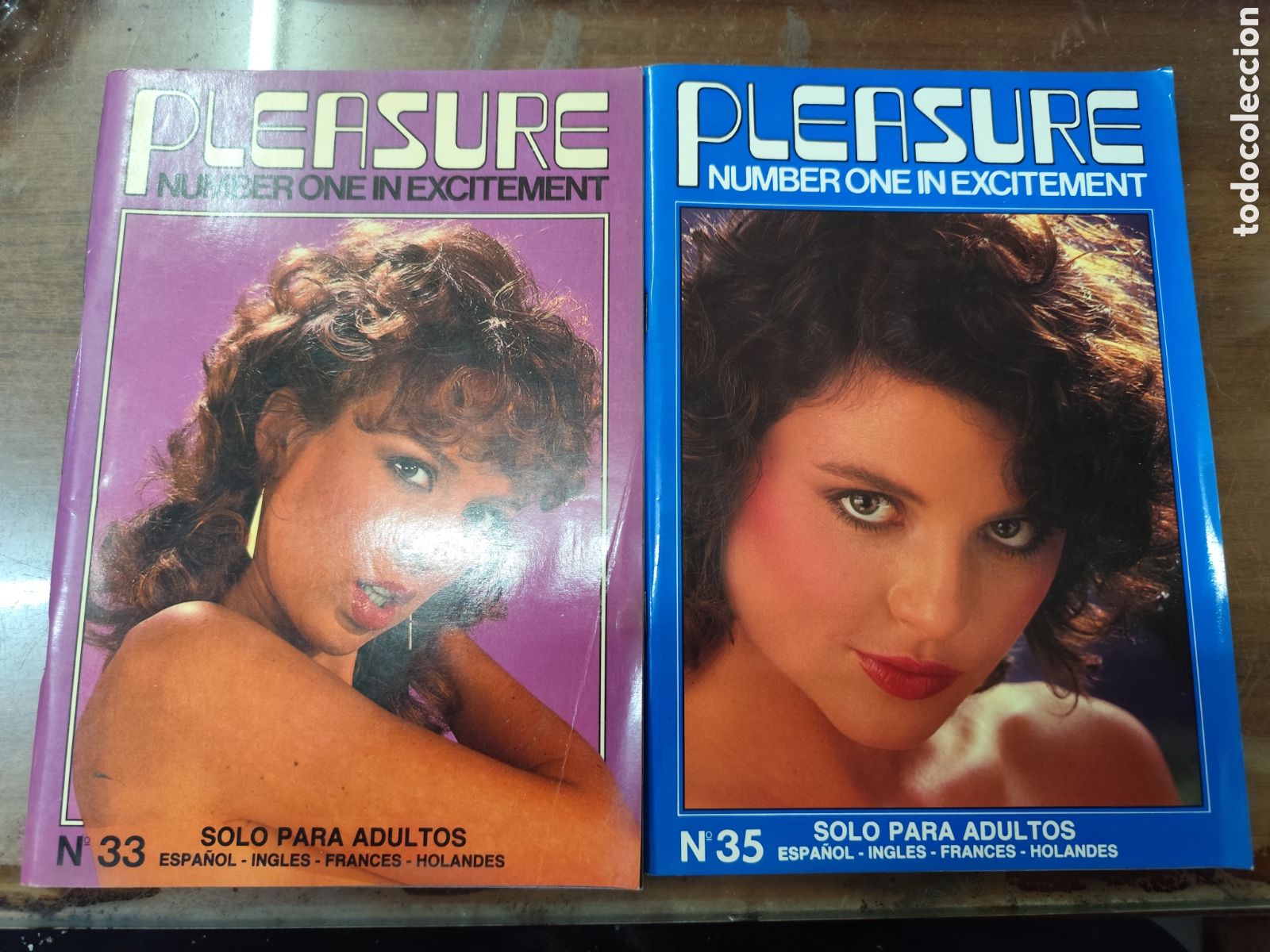 Revistas: Lote 2 ejemplares revista Erotica Porno Pleasure n.33 y 35. Incluye p&oacute;ster central
