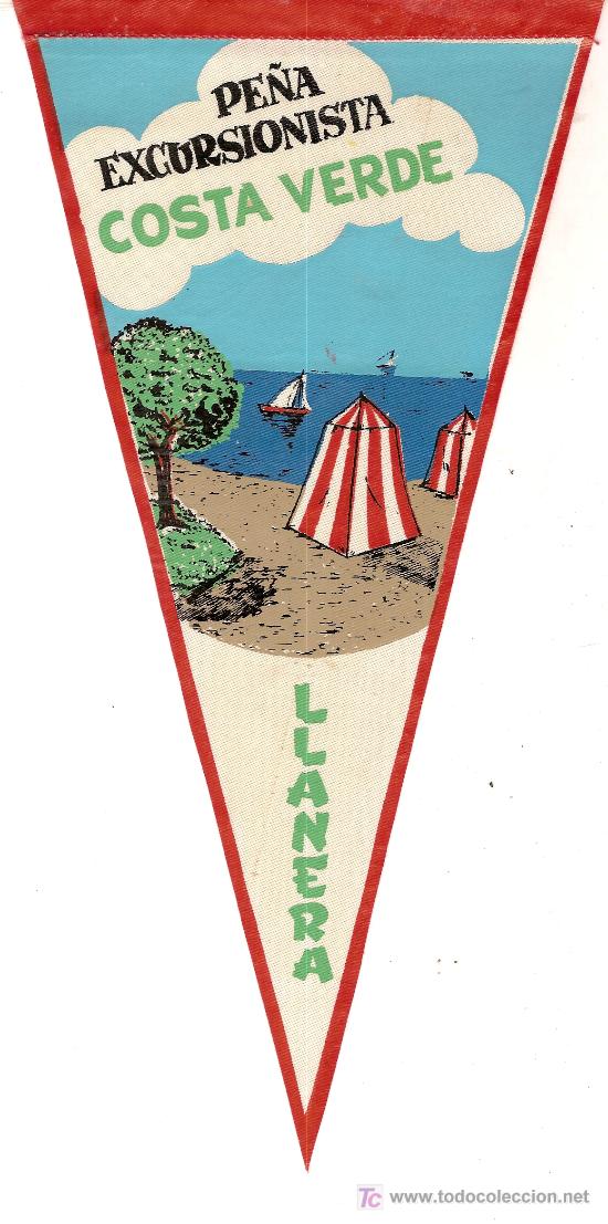 Banderines de colecci&oacute;n: Banderin Pe&ntilde;a excursionista Costa Verde. Llanera. 28 x 13 cm.