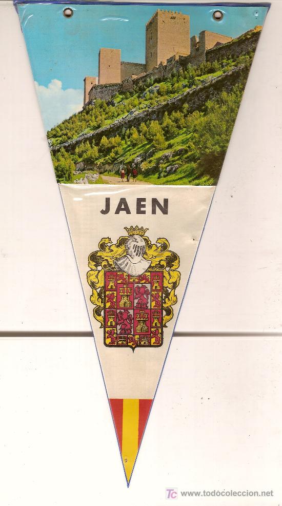 Banderines de colecci&oacute;n: Banderin plastificado Jaen. 28 x 13 cm