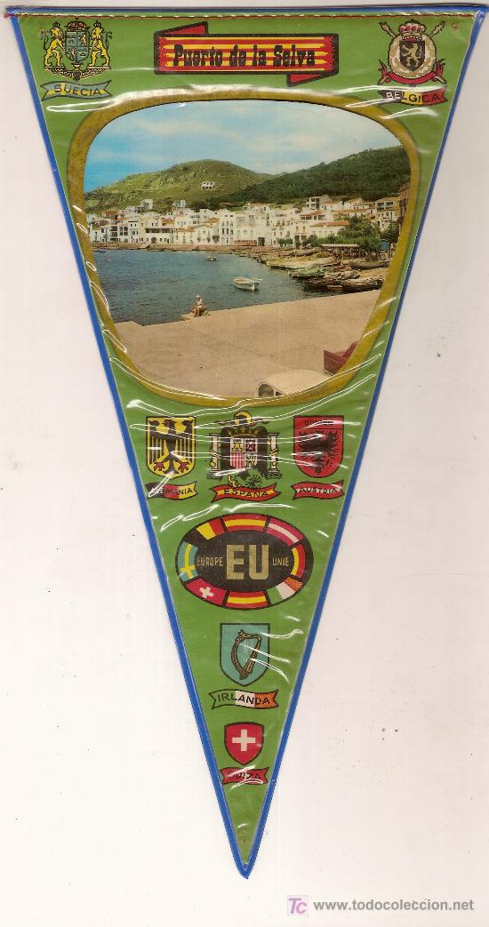 Banderines de colecci&oacute;n: Banderin plastificado Puerto de la Selva. 28 x 13 cm. Port de la Selva