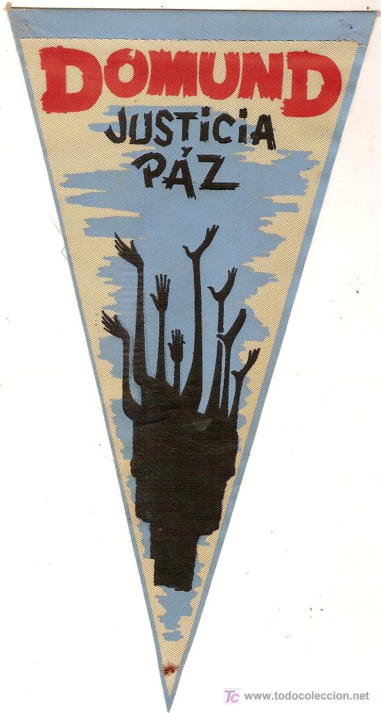 Banderines de colecci&oacute;n: Banderin Domund. Justicia y Paz. 25 x 13 cm.