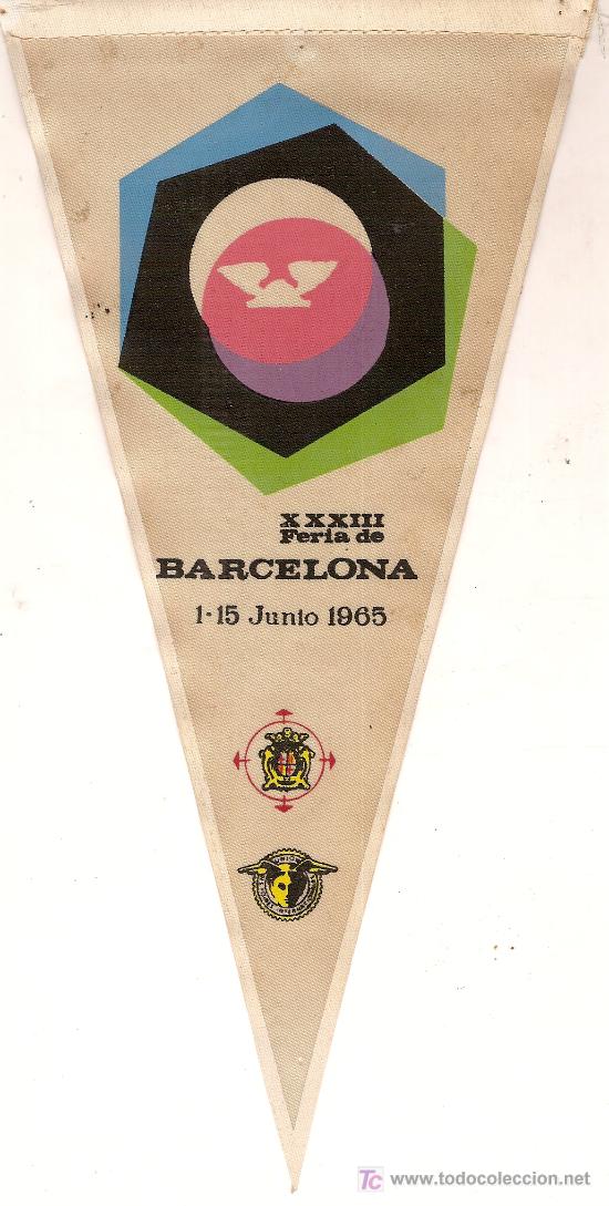 Banderines de colecci&oacute;n: Banderin XXXIII Feria de Barcelona. 1965. 28 x 13 cm